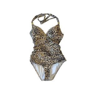 Victoria’s Secret Leopard One Piece Swimsuit Ruched Halter Small Swim halter